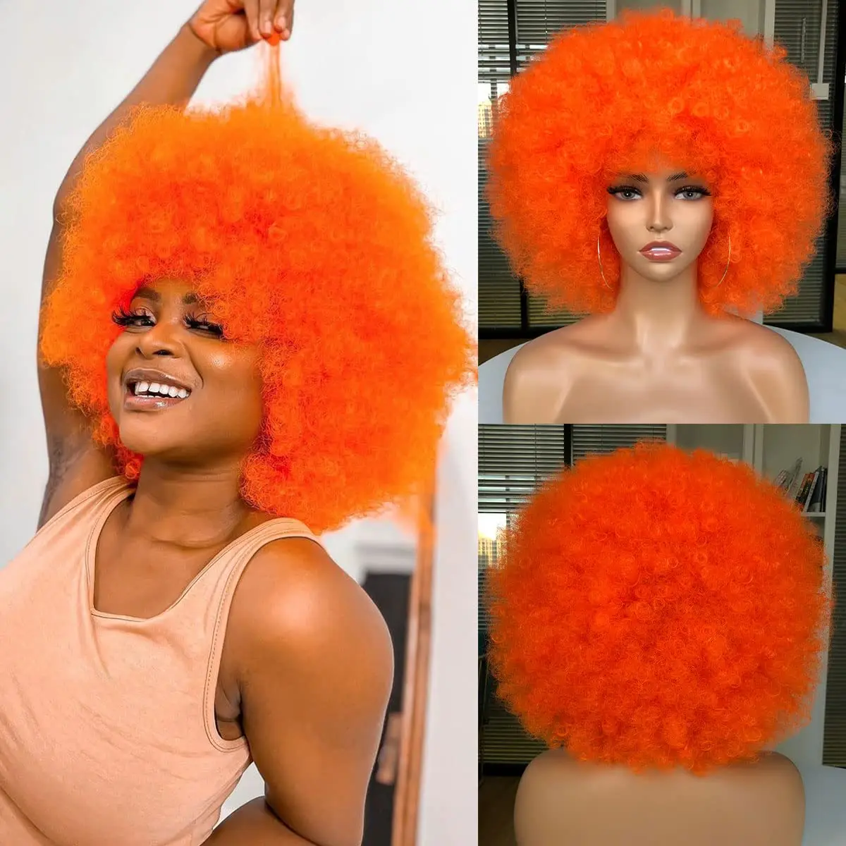 Afro Wig Kinky Curly Synthetic - Synthetic Braided Wigs For Black Women ulasan dan harga