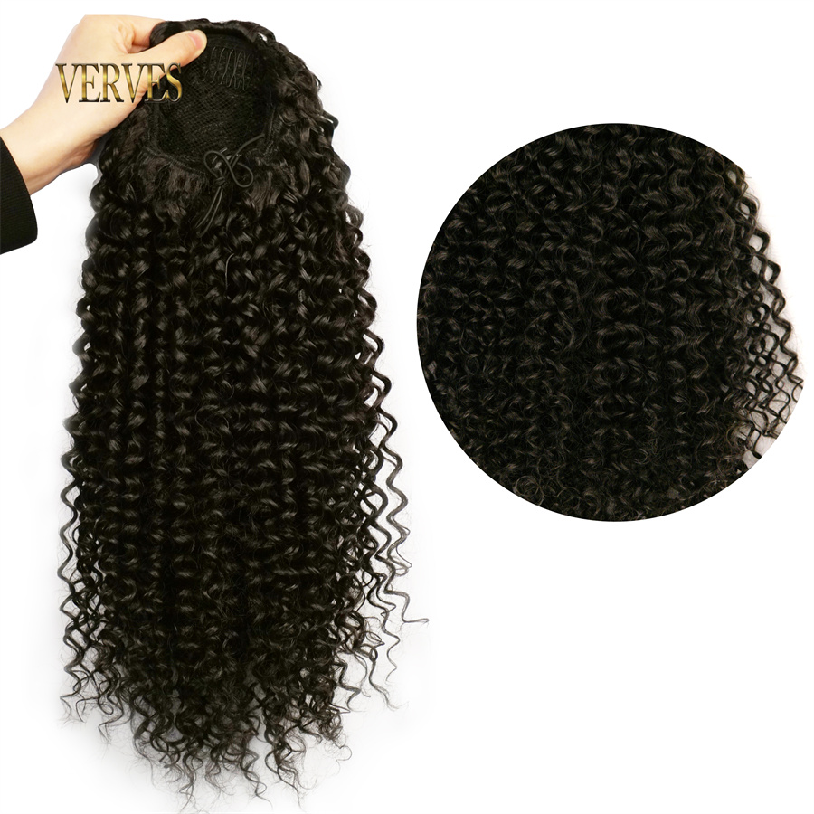 VERVES Synthetic Drawstring Pu - Drawstring Afro Curly Puff Ponytail ulasan dan harga