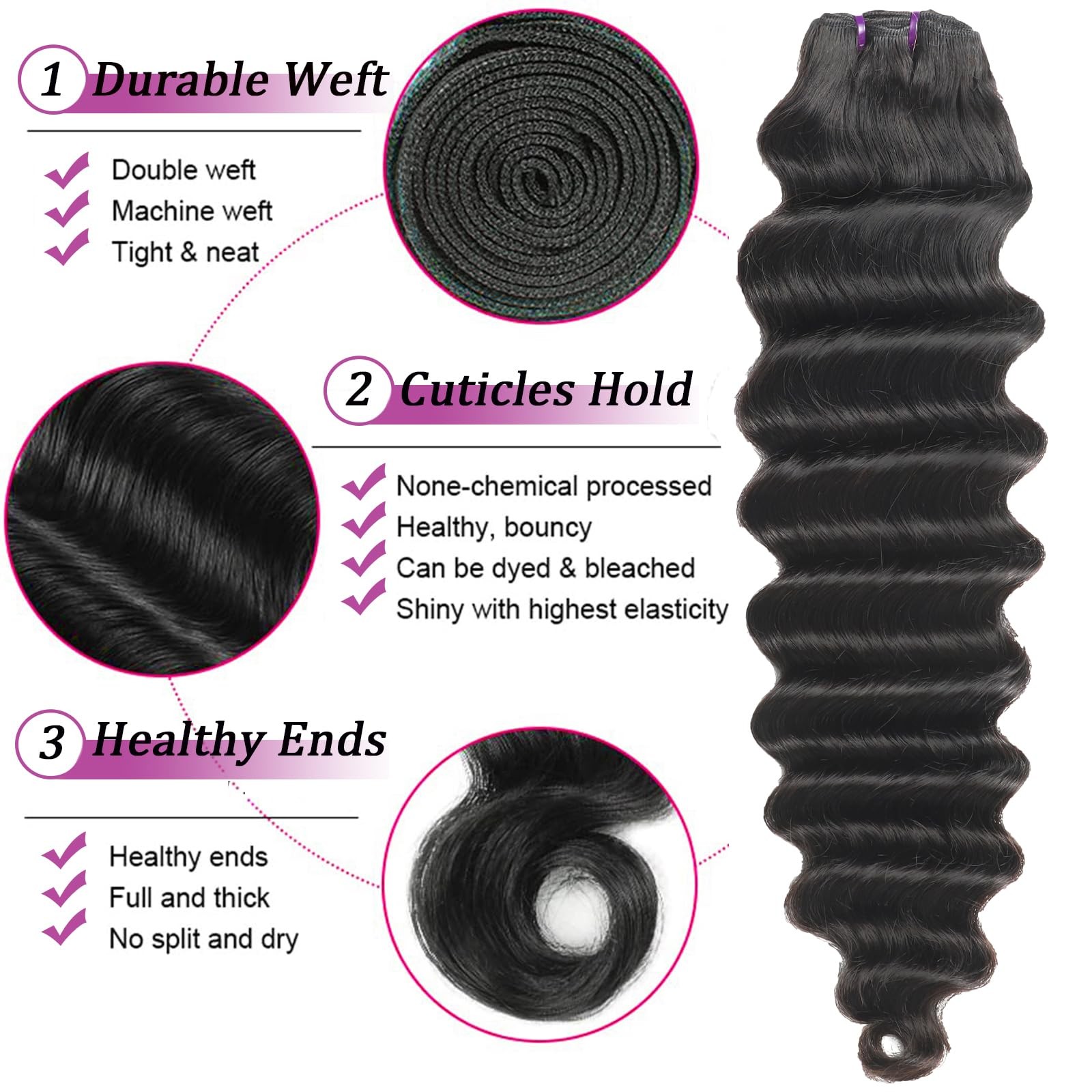 Loose Deep Wave Bundles With C - Deep Wave 3 Bundles With Closure ulasan dan harga