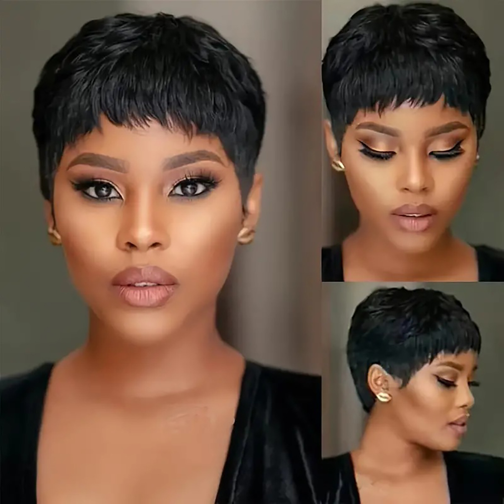 Short Straight Human Hair Wigs - Short Pixie Cut Wig Human Hair Cheap ulasan dan harga