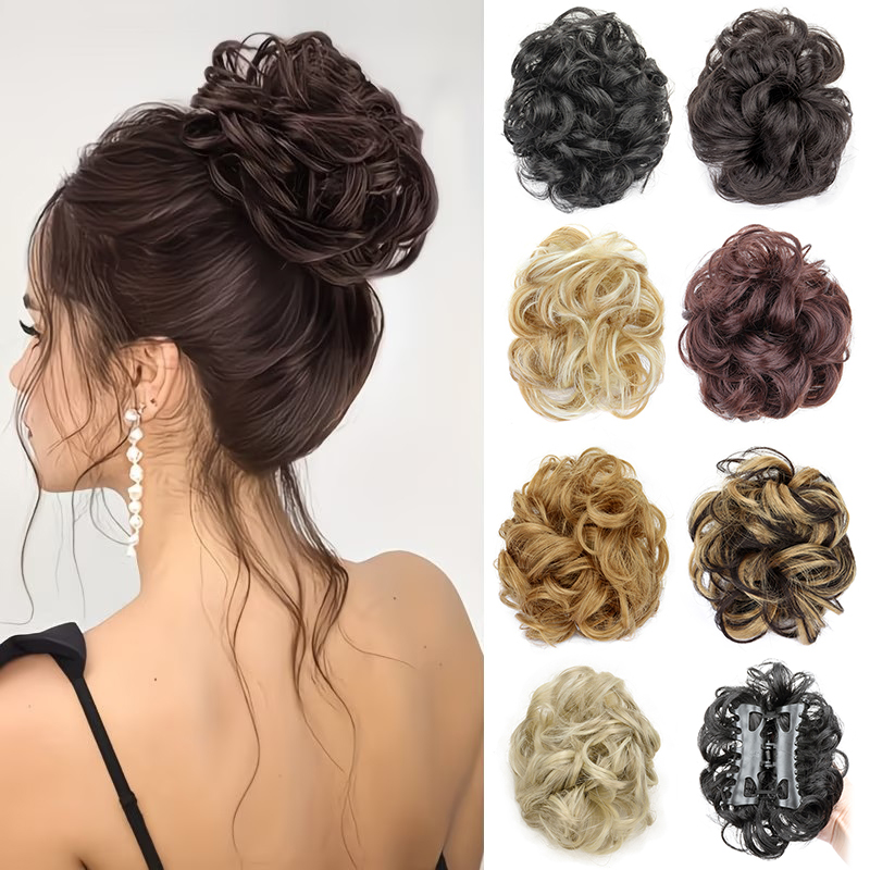 Synthetic Messy Bun Short Curl - Claw Clip Messy Bun Hair Piece ulasan dan harga