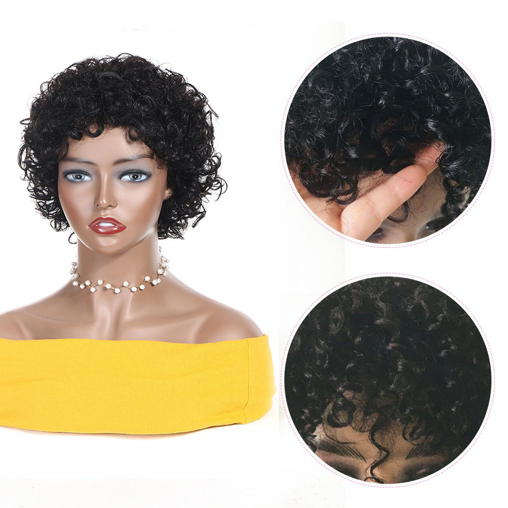 Short Pixie Cut Wig Curly Huma - Short Pixie Cut Wig Human Hair Cheap ulasan dan harga