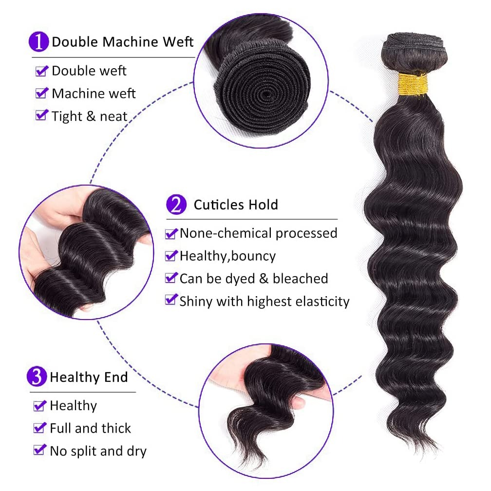 30 Inch Loose Wave Bundles Hum - Deep Wave 3 Bundles With Closure ulasan dan harga