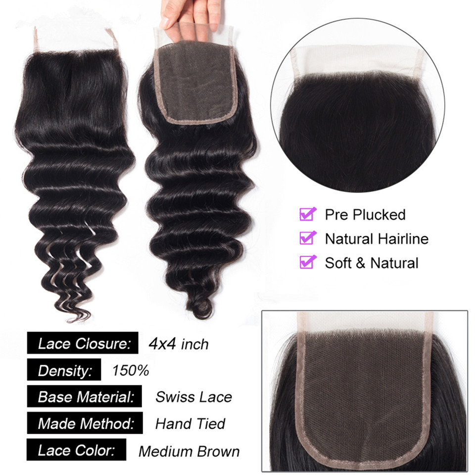 30 Inch Loose Wave Bundles Hum - Deep Wave 3 Bundles With Closure ulasan dan harga