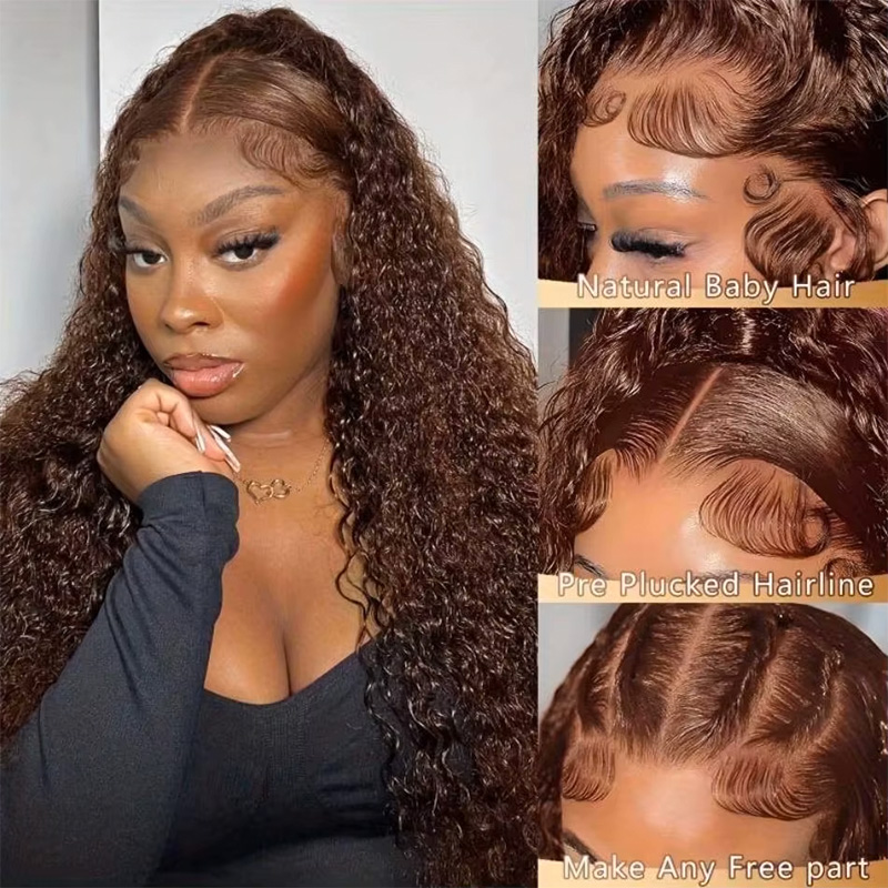 Chocolate Brown Colored 220% D - Hd Lace Frontal Wig Human Hair Pre Plucked ulasan dan harga