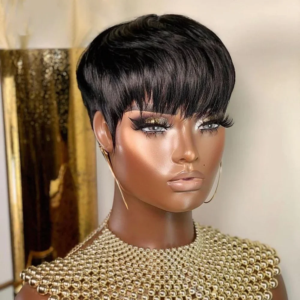 Short Straight Bob Wig Pixie C - Short Pixie Cut Wig Human Hair Cheap ulasan dan harga