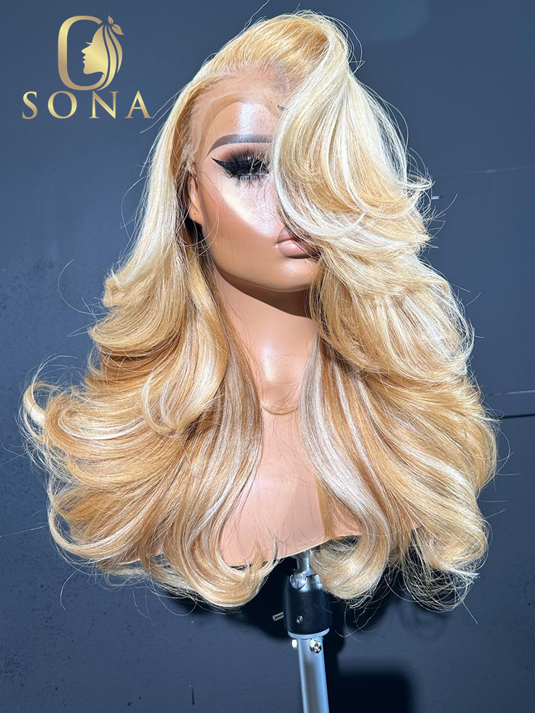 613# 27# Highlight HD Lace Fro - 613 Blonde Body Wave Lace Front Wig ulasan dan harga