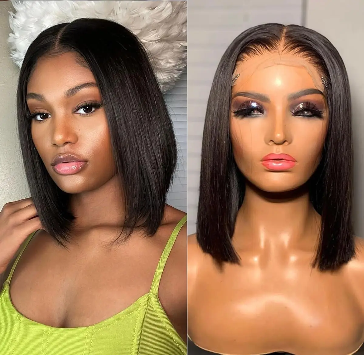 Straight Short Bob Wigs Human  - Glueless Wear And Go Human Hair Wig ulasan dan harga