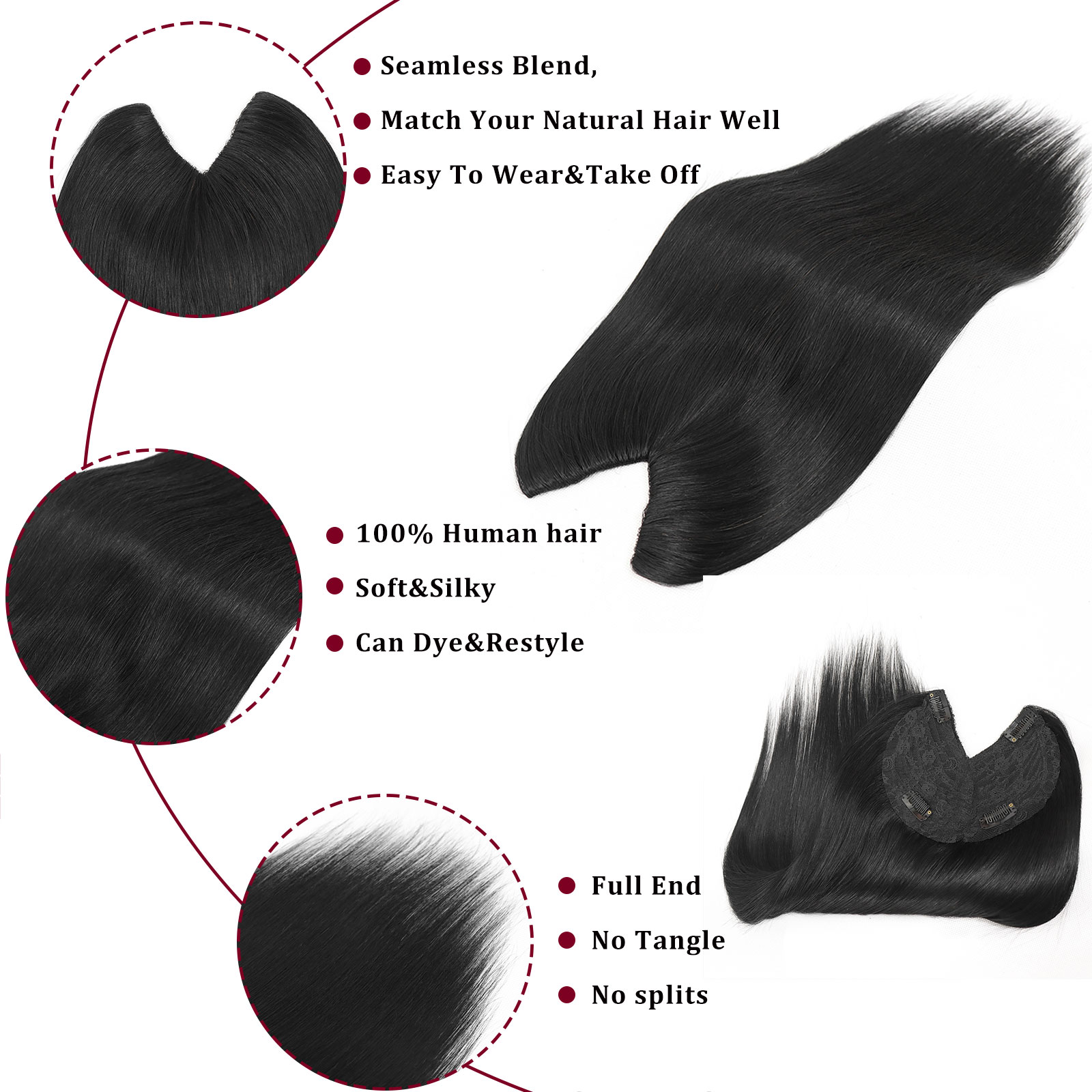 V Shape Clip In Human Hair Ext - Seamless Clip In Hair Extensions Human Hair ulasan dan harga