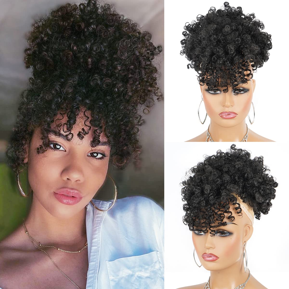 Afro Puff Synthetic Drawstring - Drawstring Afro Curly Puff Ponytail ulasan dan harga