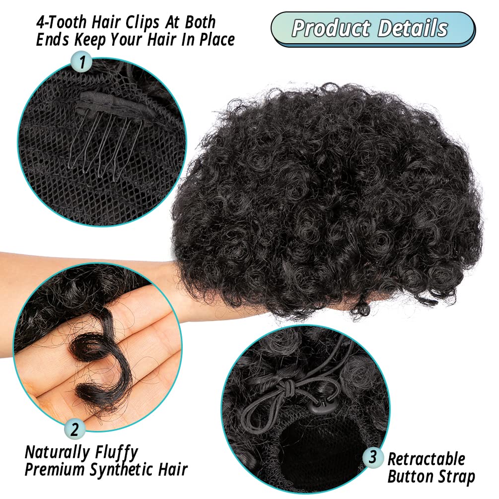 Synthetic Afro Puff Drawstring - Drawstring Afro Curly Puff Ponytail ulasan dan harga