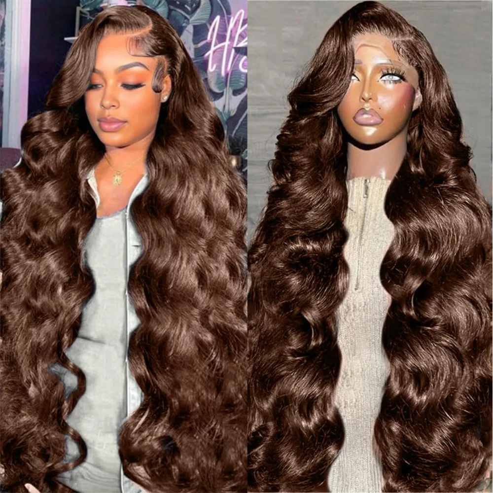 Chocolate #4 Body Wave Wig 220 - Hd Lace Frontal Wig Human Hair Pre Plucked ulasan dan harga