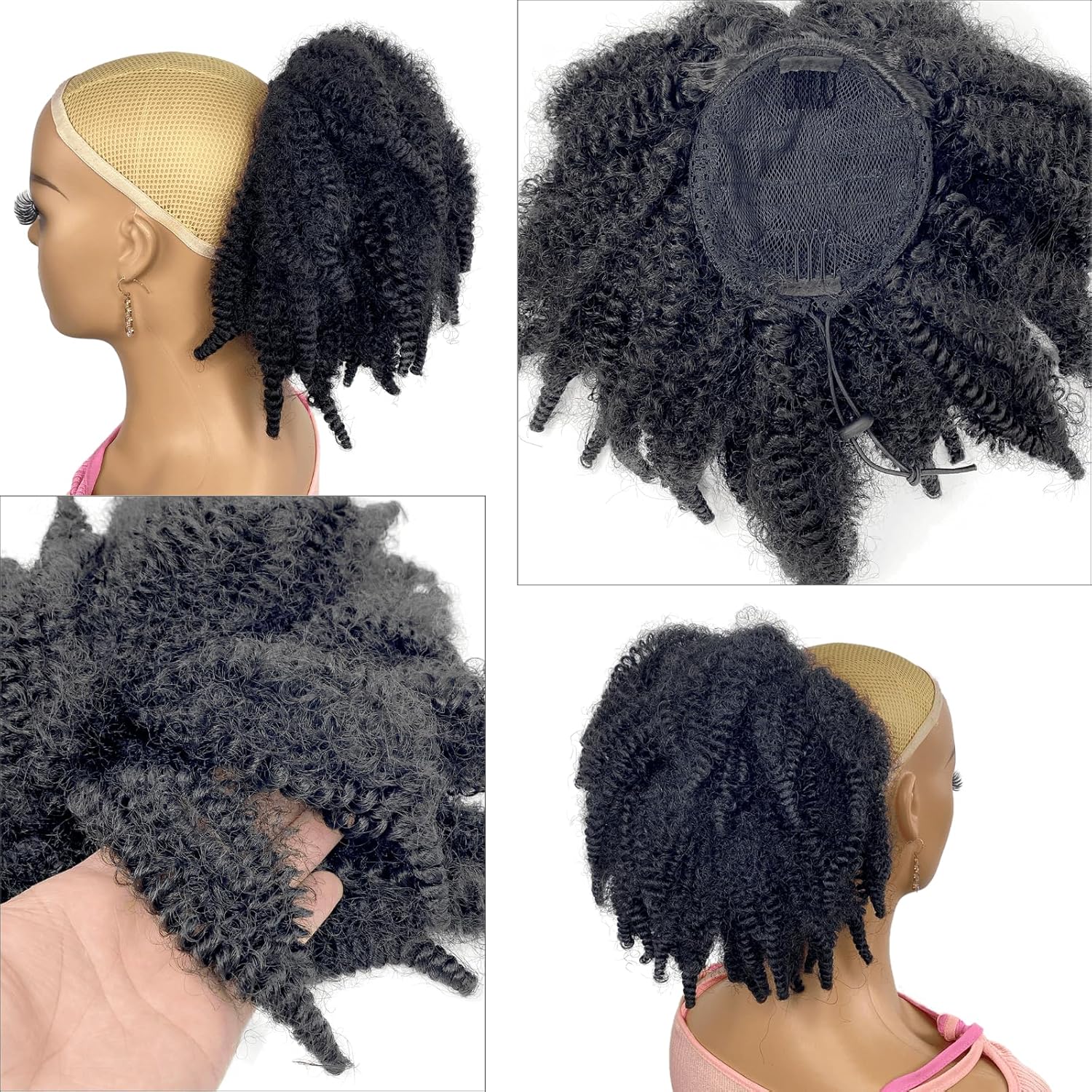 12inch Short Marley Hair Draws - Drawstring Afro Curly Puff Ponytail ulasan dan harga