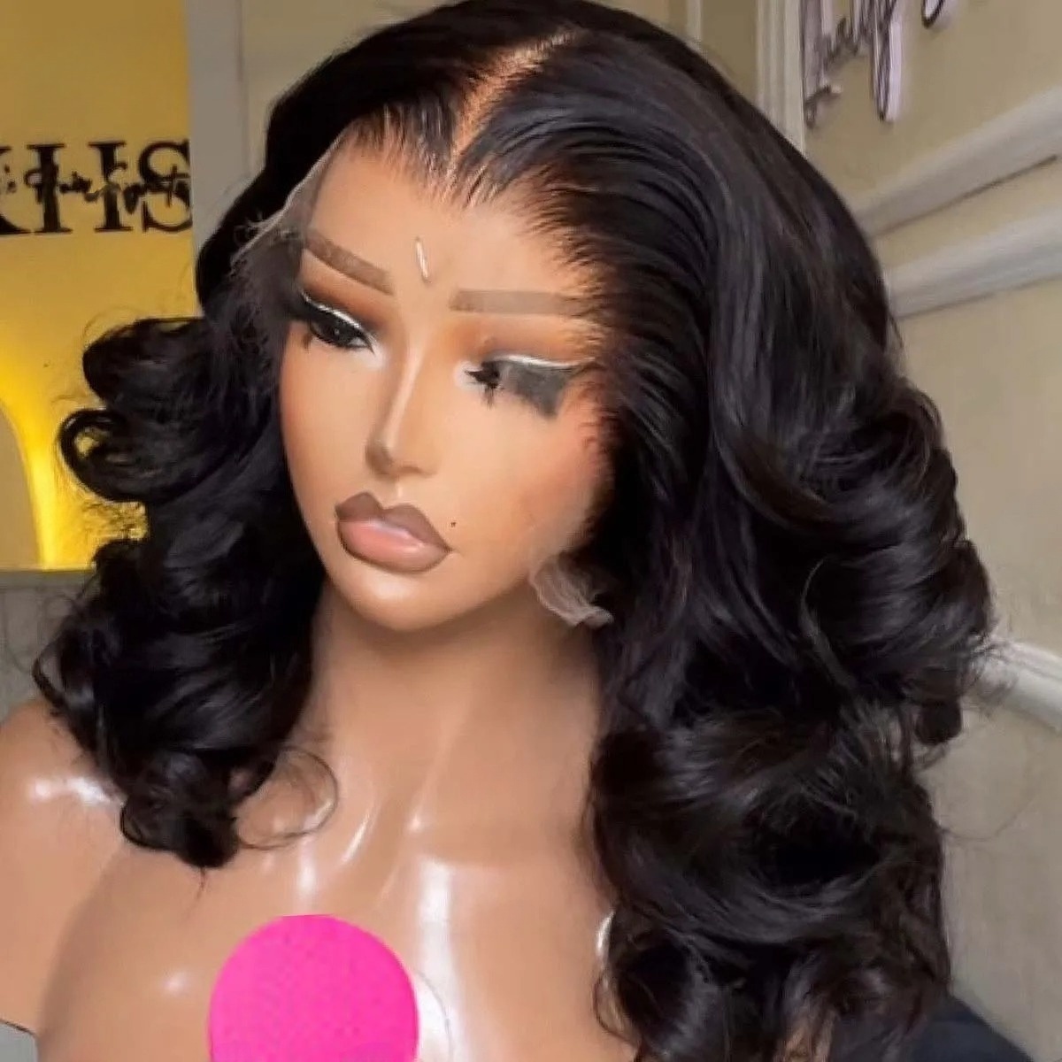 Black Wig Short Bob Body Wavy  - Pre Parted 13X4 Lace Front Bob Wig ulasan dan harga