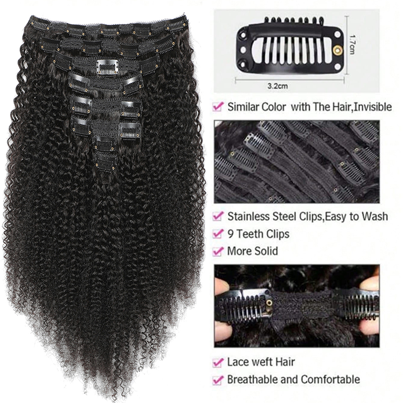 Afro Human Hair Clip In Extens - Seamless Clip In Hair Extensions Human Hair ulasan dan harga