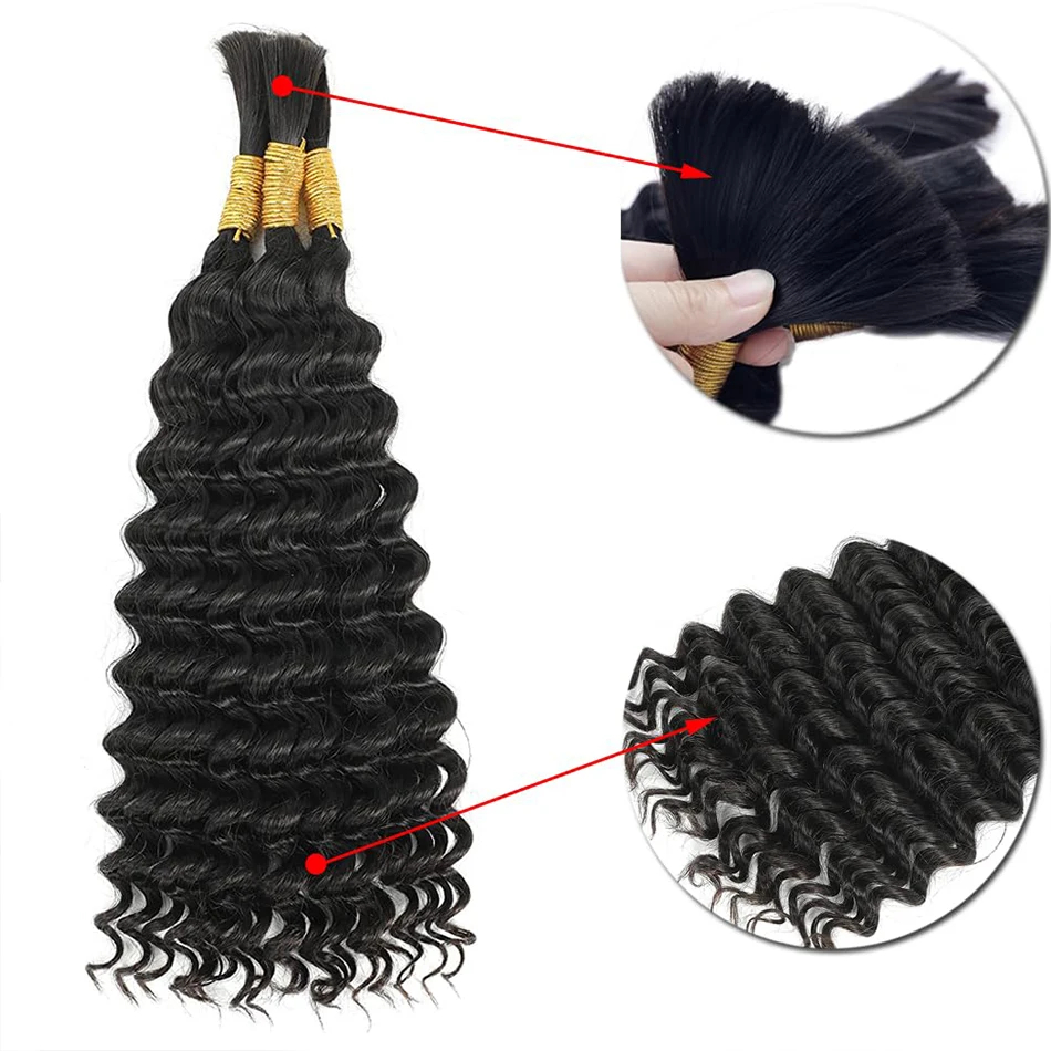 Deep Water Wave No Weft Virgin - Water Wave Bulk Human Hair For Braiding ulasan dan harga