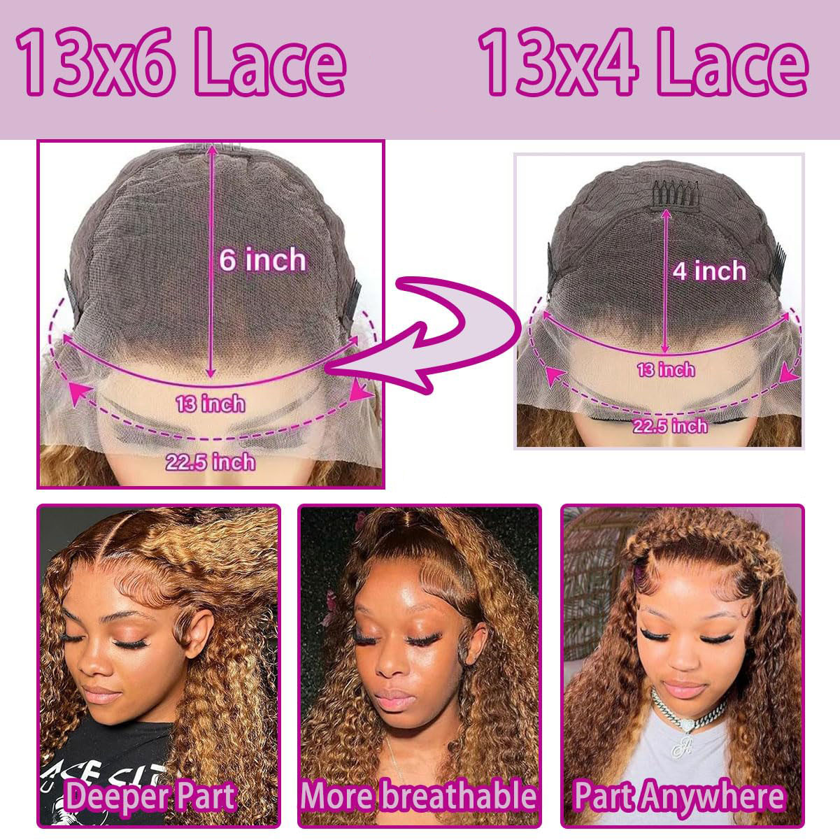 36 Inch Deep Wave P4/27 Highli - Lace Front Wigs ulasan dan harga