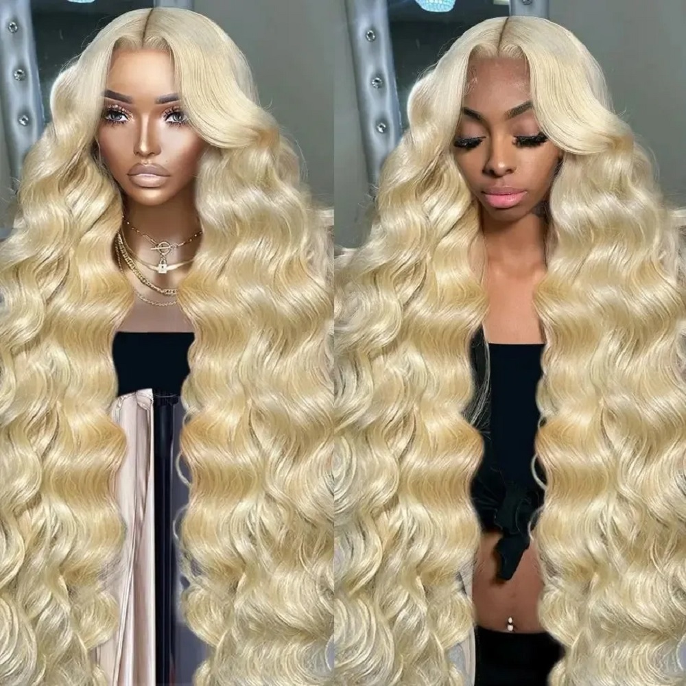 46 Inch HD Blonde 13x4 Lace Fr - 613 Blonde Body Wave Lace Front Wig ulasan dan harga