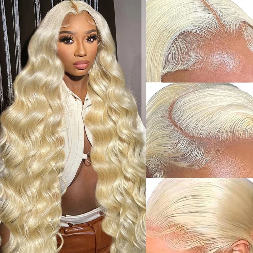 46 Inch HD Blonde 13x4 Lace Fr - 613 Blonde Body Wave Lace Front Wig ulasan dan harga