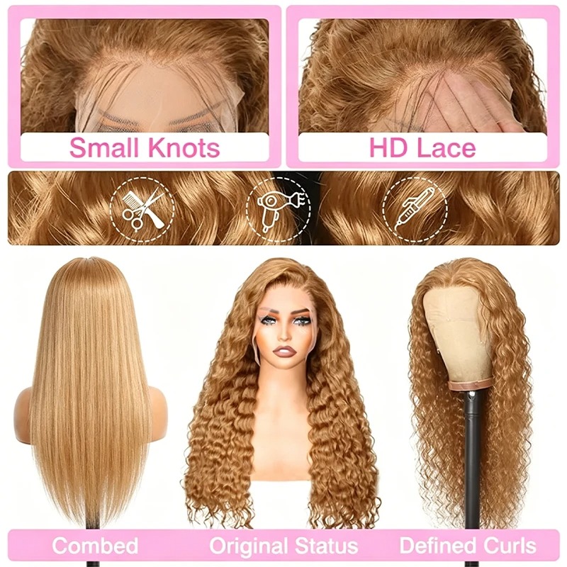 34 38Inch Honey Blonde Wig Hum - Human Hair Wigs ulasan dan harga