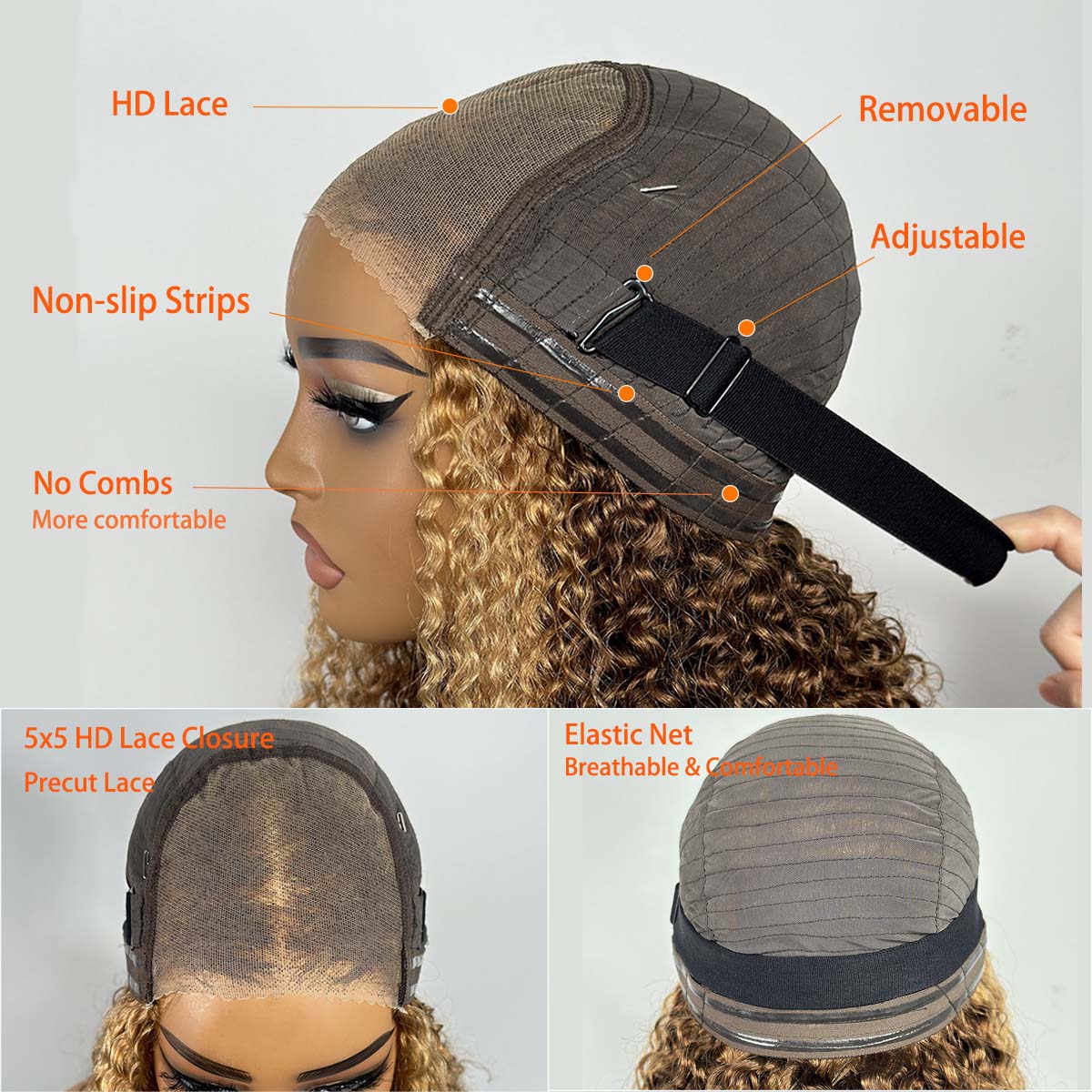 Wear & Go Wig P427 Honey Blond - Glueless Wear And Go Human Hair Wig ulasan dan harga