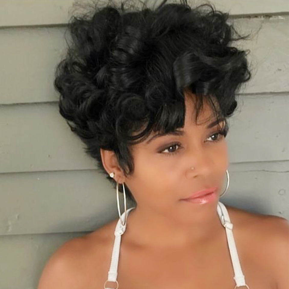 Bouncy Natural Wave Wig Human  - Short Pixie Cut Wig Human Hair Cheap ulasan dan harga