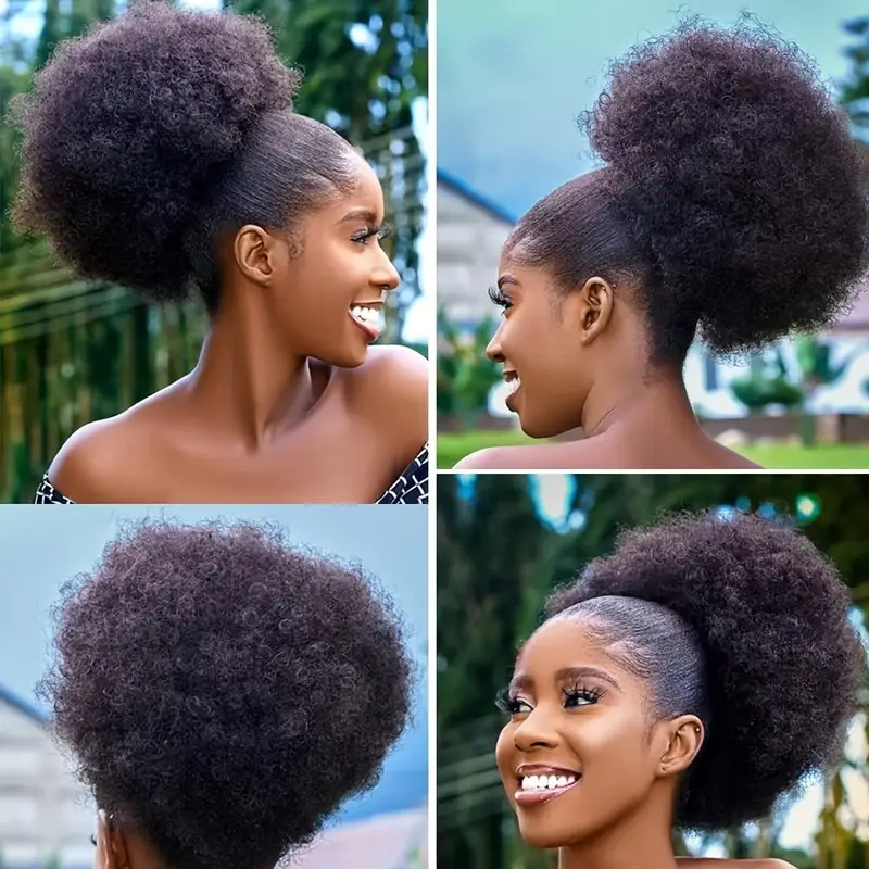 1pc Women's 10-Inch Afro Kinky - Drawstring Afro Curly Puff Ponytail ulasan dan harga