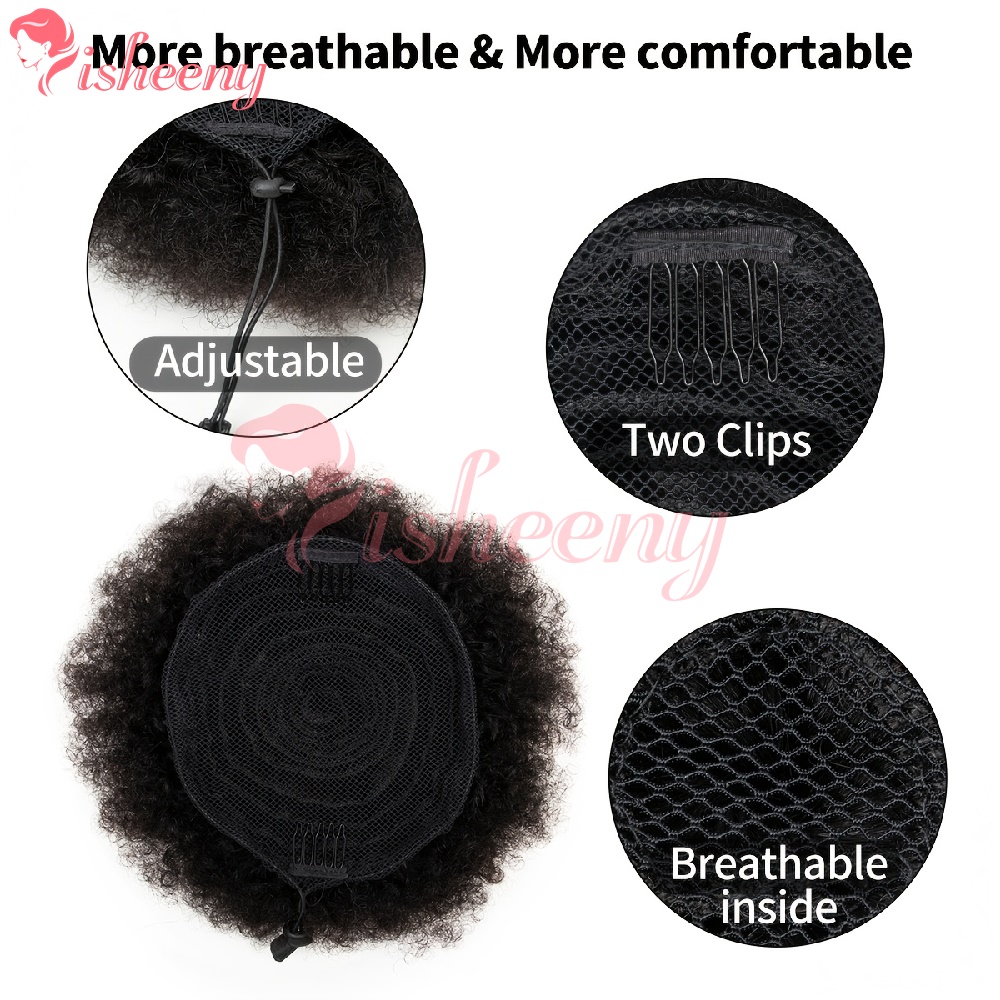 Isheeny Kinky Curly Afro Puff  - Drawstring Afro Curly Puff Ponytail ulasan dan harga