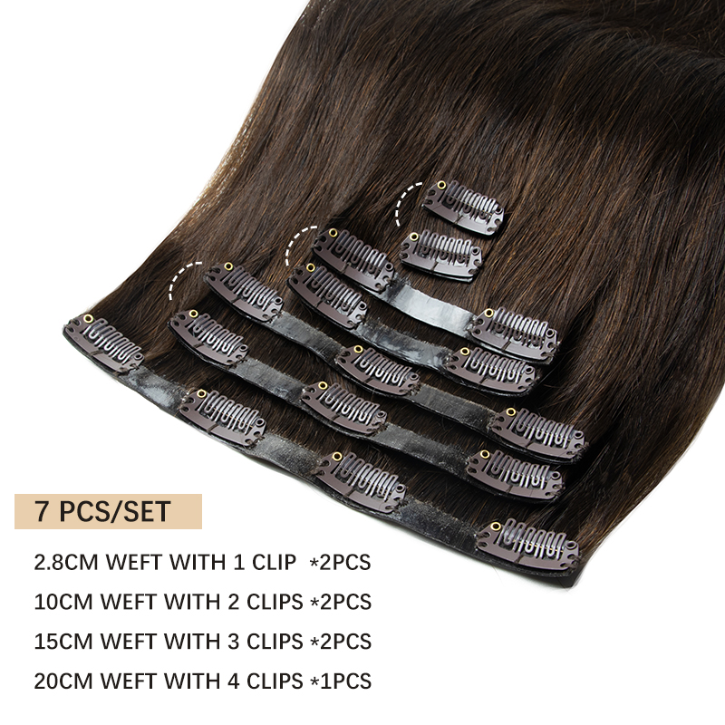Invisible Thick PU Clip In Hum - Seamless Clip In Hair Extensions Human Hair ulasan dan harga