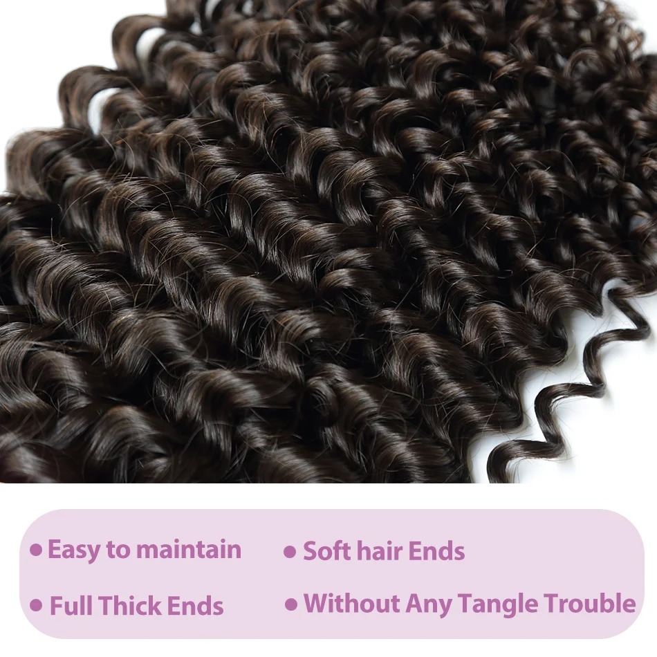 Pixie Curl Hair Bundles with C - Deep Wave 3 Bundles With Closure ulasan dan harga
